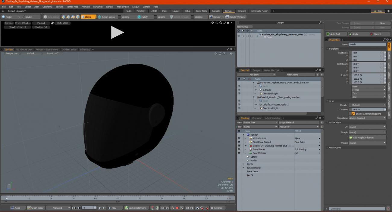 3D Orange Skydiving Helmet model