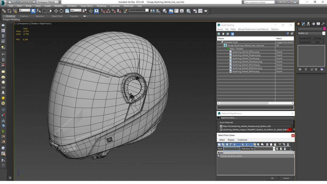 3D Orange Skydiving Helmet model