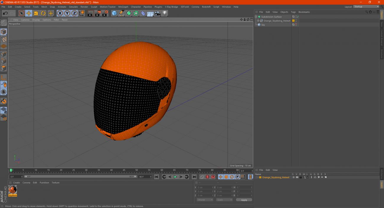 3D Orange Skydiving Helmet model