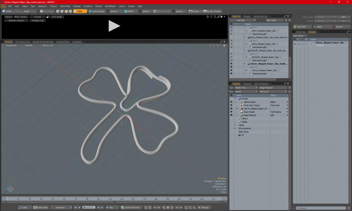 Clover Shaped Paper Clip 3D model