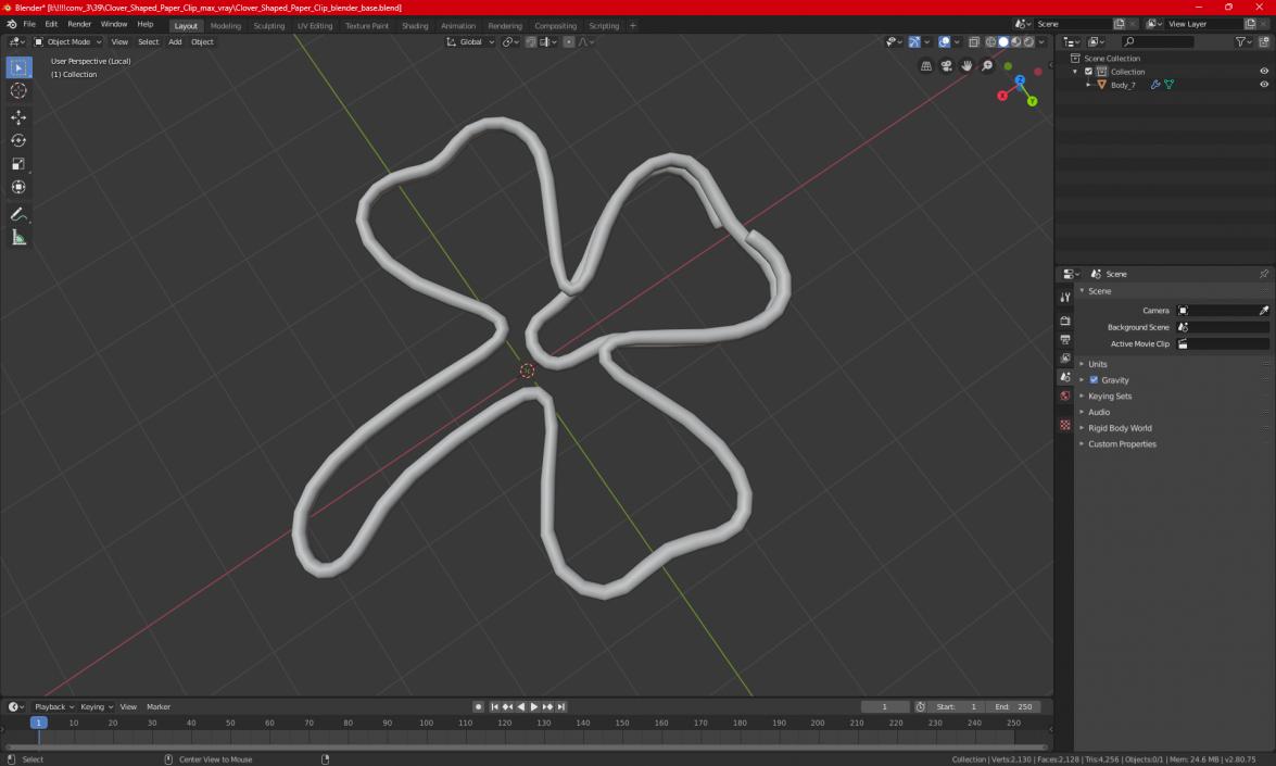 Clover Shaped Paper Clip 3D model