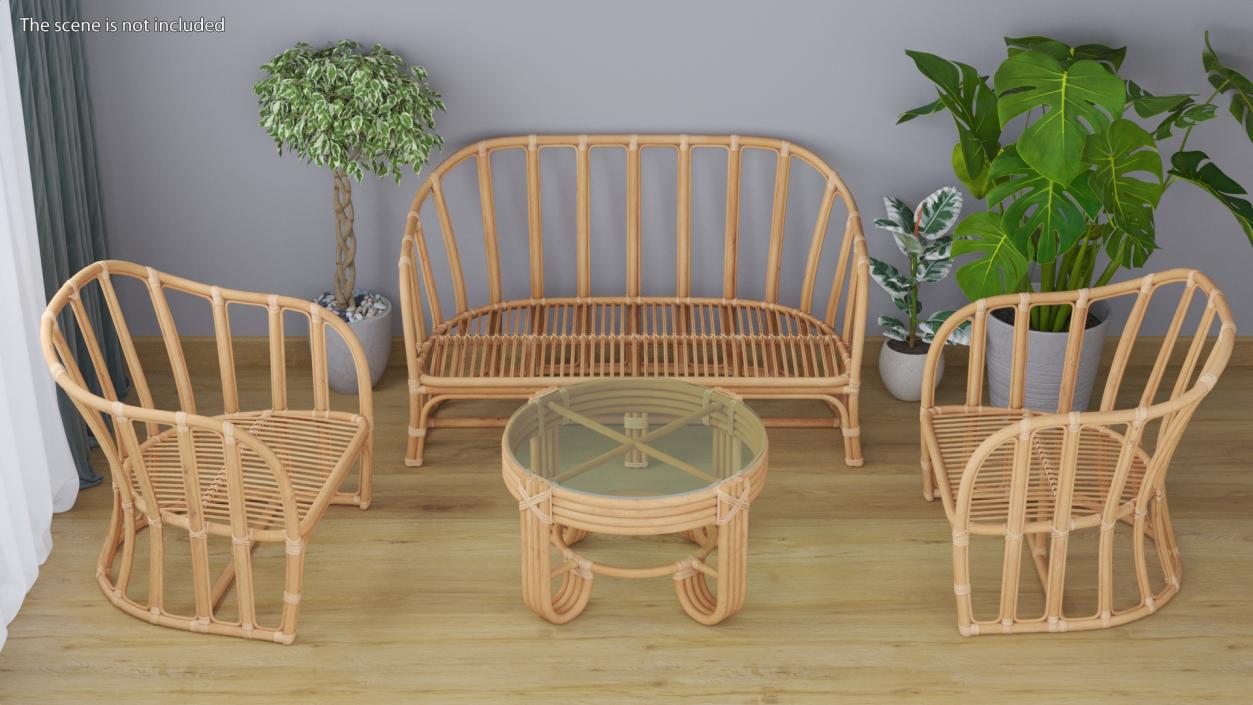 3D Vintage Rattan Armchair model