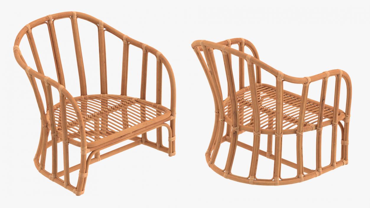 3D Vintage Rattan Armchair model