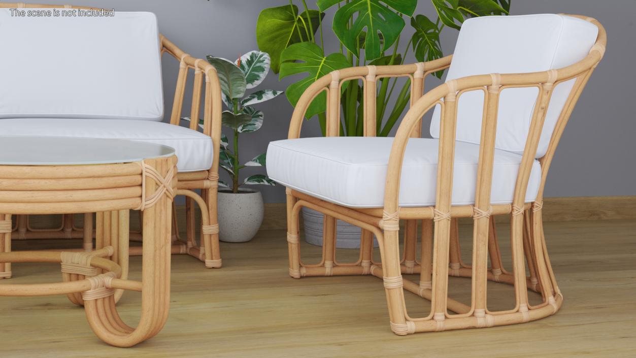 3D Vintage Rattan Armchair model