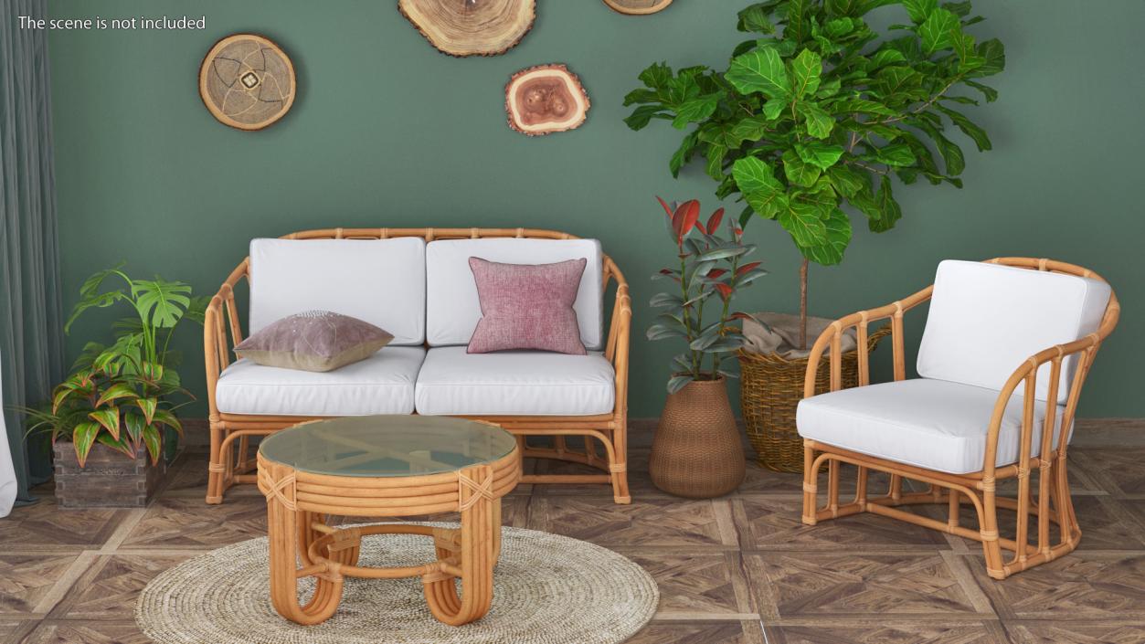 3D Vintage Rattan Armchair model