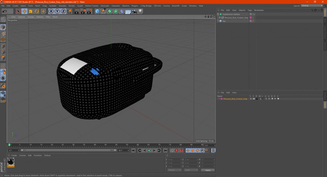 3D model Pressure Rice Cooker Gray