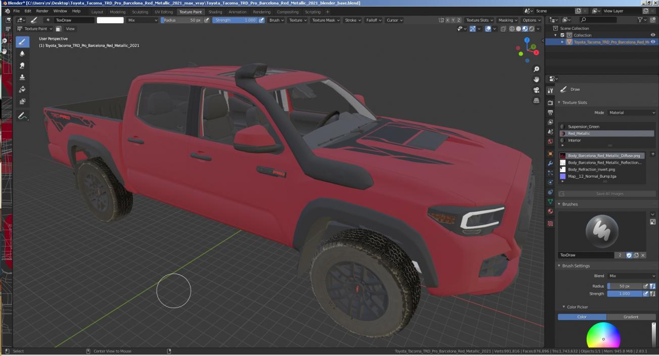 Toyota Tacoma TRD Pro Barcelona Red Metallic 2021 3D model