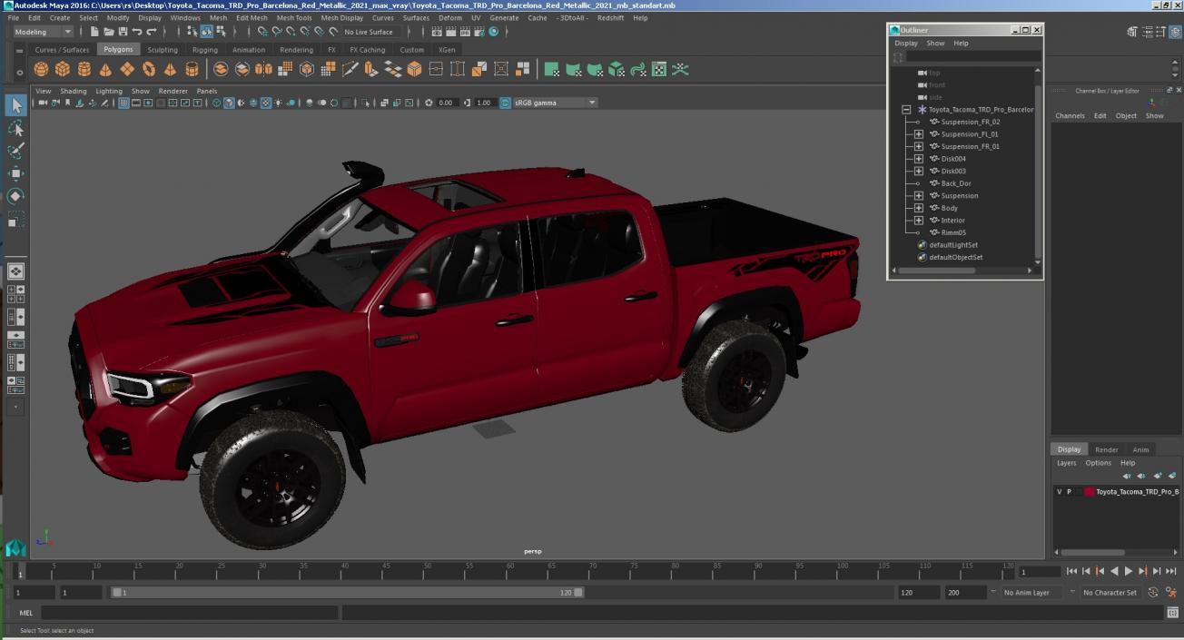 Toyota Tacoma TRD Pro Barcelona Red Metallic 2021 3D model