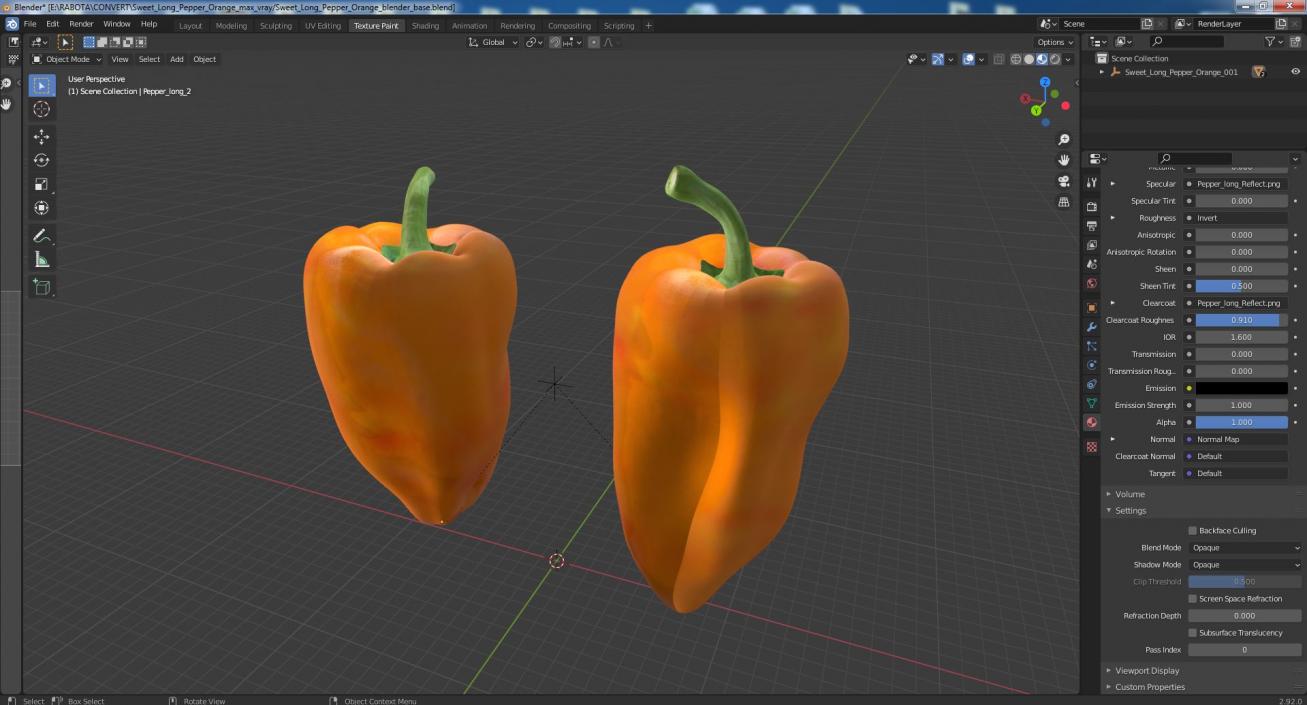 Sweet Long Pepper Orange 3D model