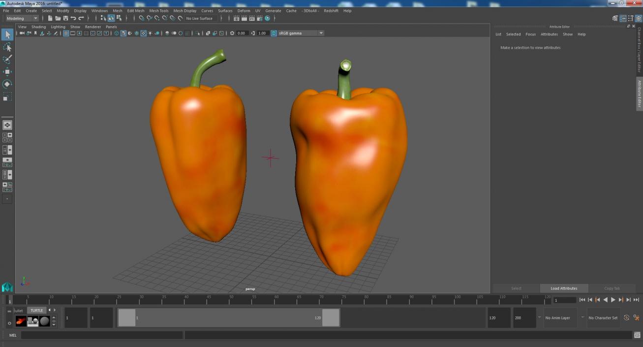 Sweet Long Pepper Orange 3D model