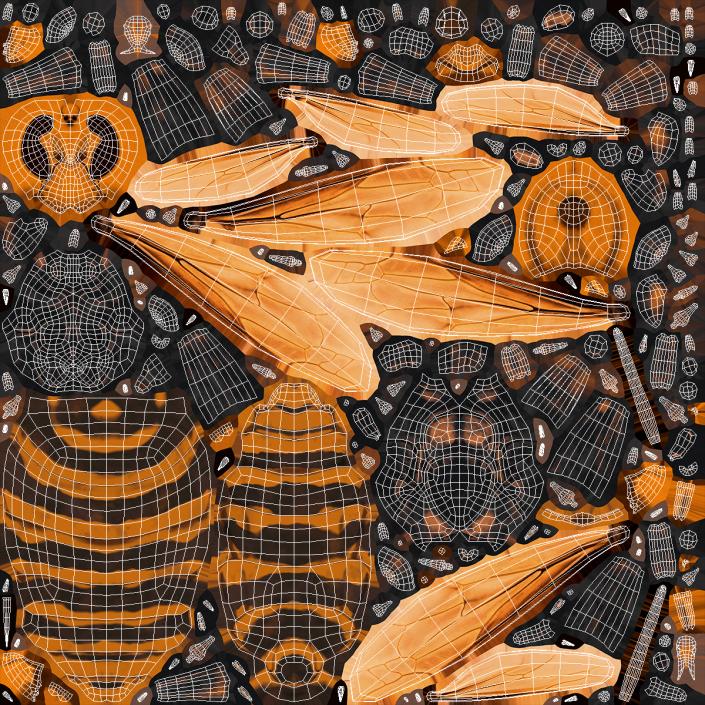 3D Giant Asian Hornet Fur Flying Pose 2