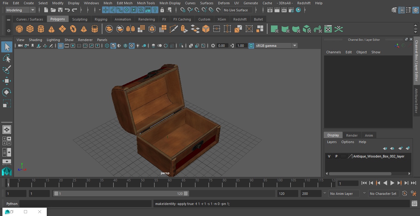 3D Antique Wooden Box model