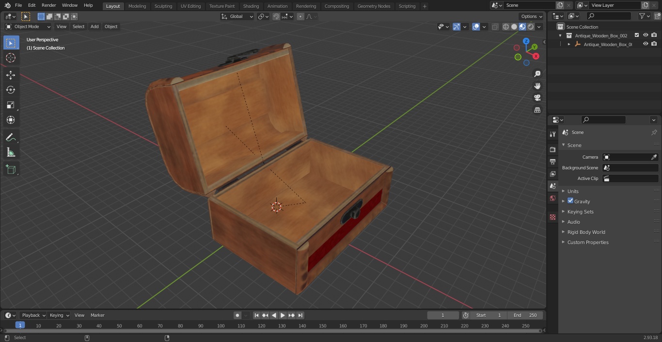 3D Antique Wooden Box model