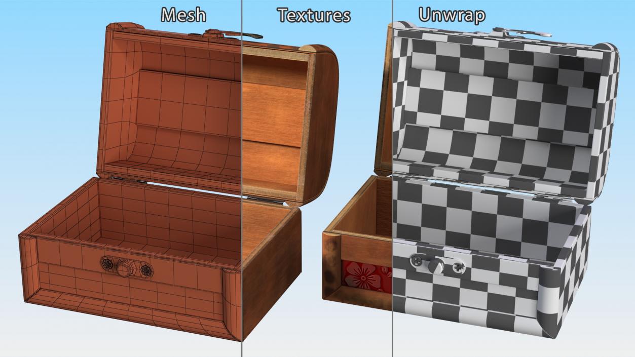 3D Antique Wooden Box model