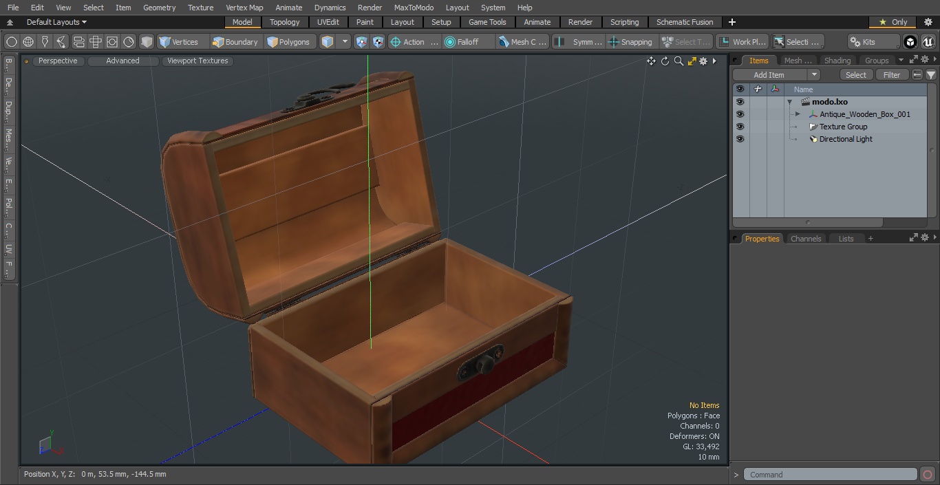 3D Antique Wooden Box model