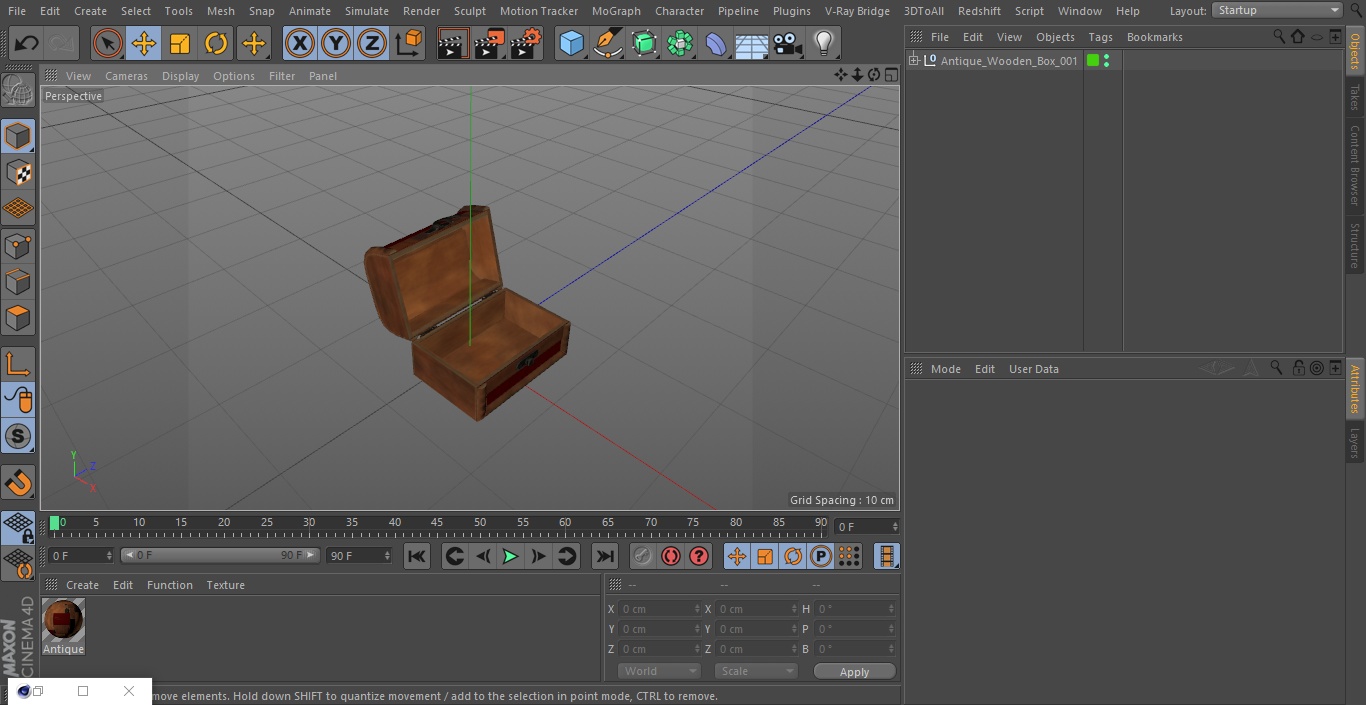 3D Antique Wooden Box model