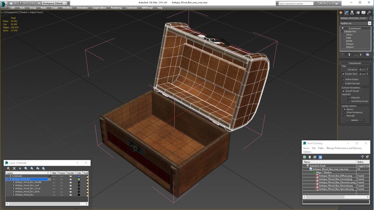 3D Antique Wooden Box model