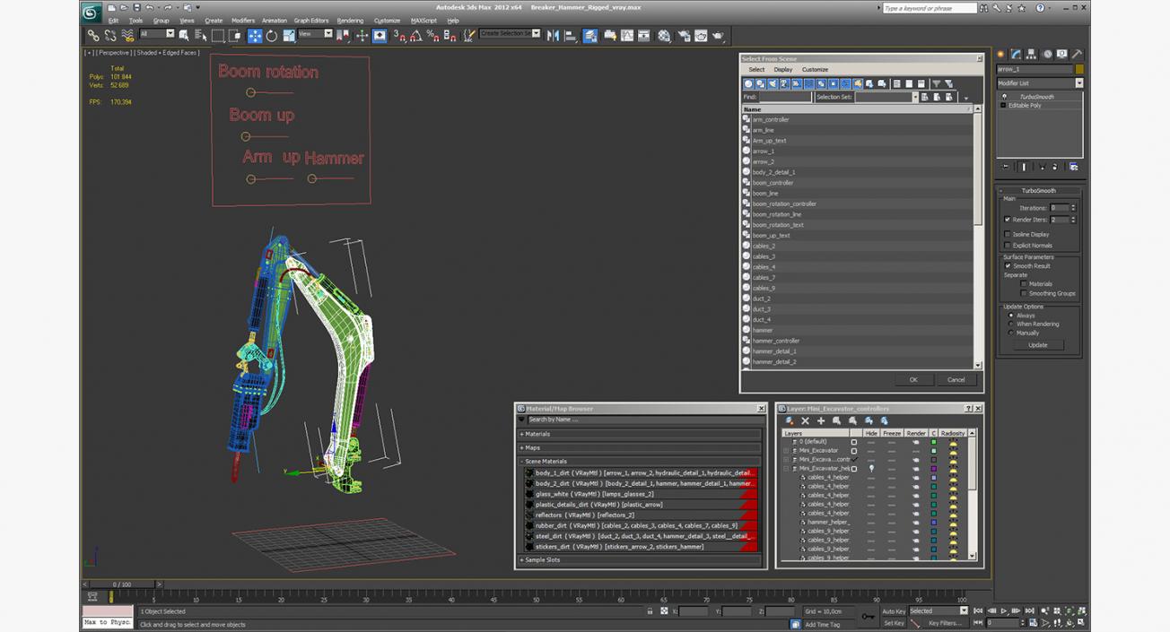 3D Breaker Hammer Rigged