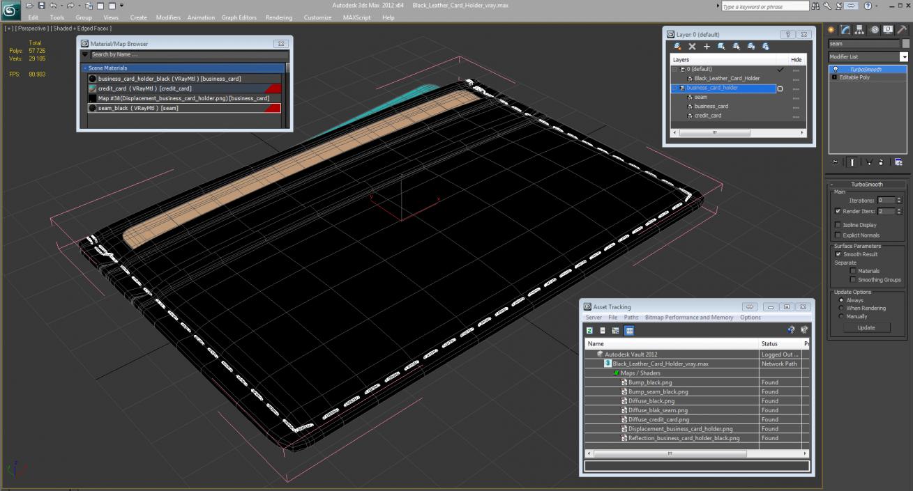 3D model Black Leather Card Holder