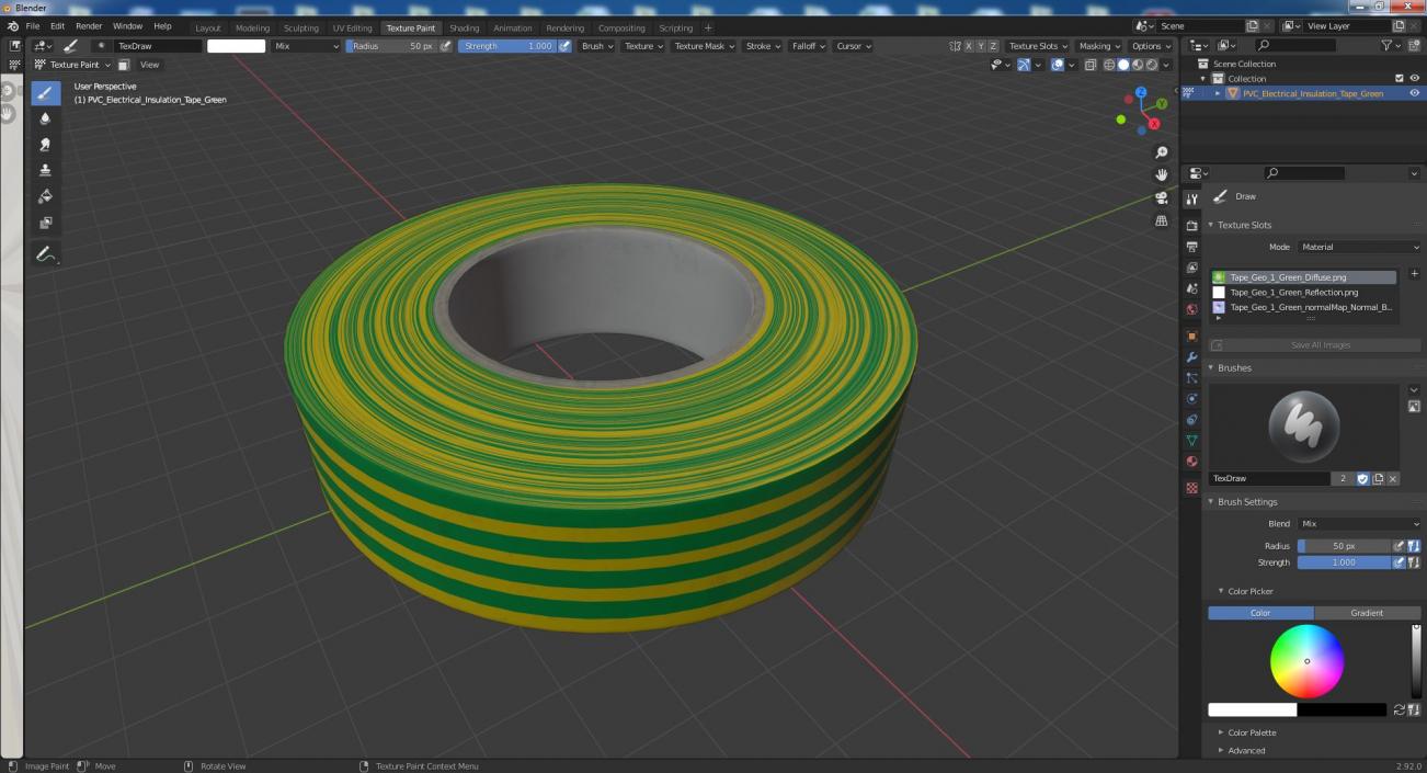 3D PVC Electrical Insulation Tape Green