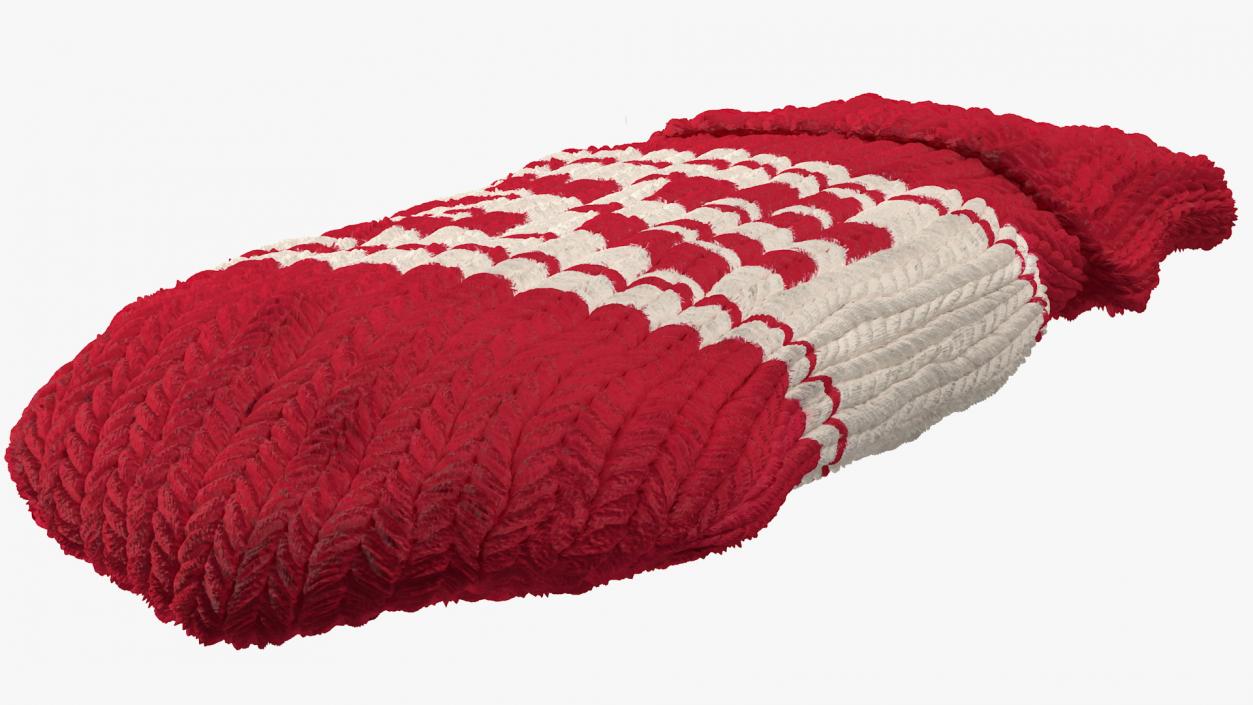 Knitted Red Wool Mittens 3D model