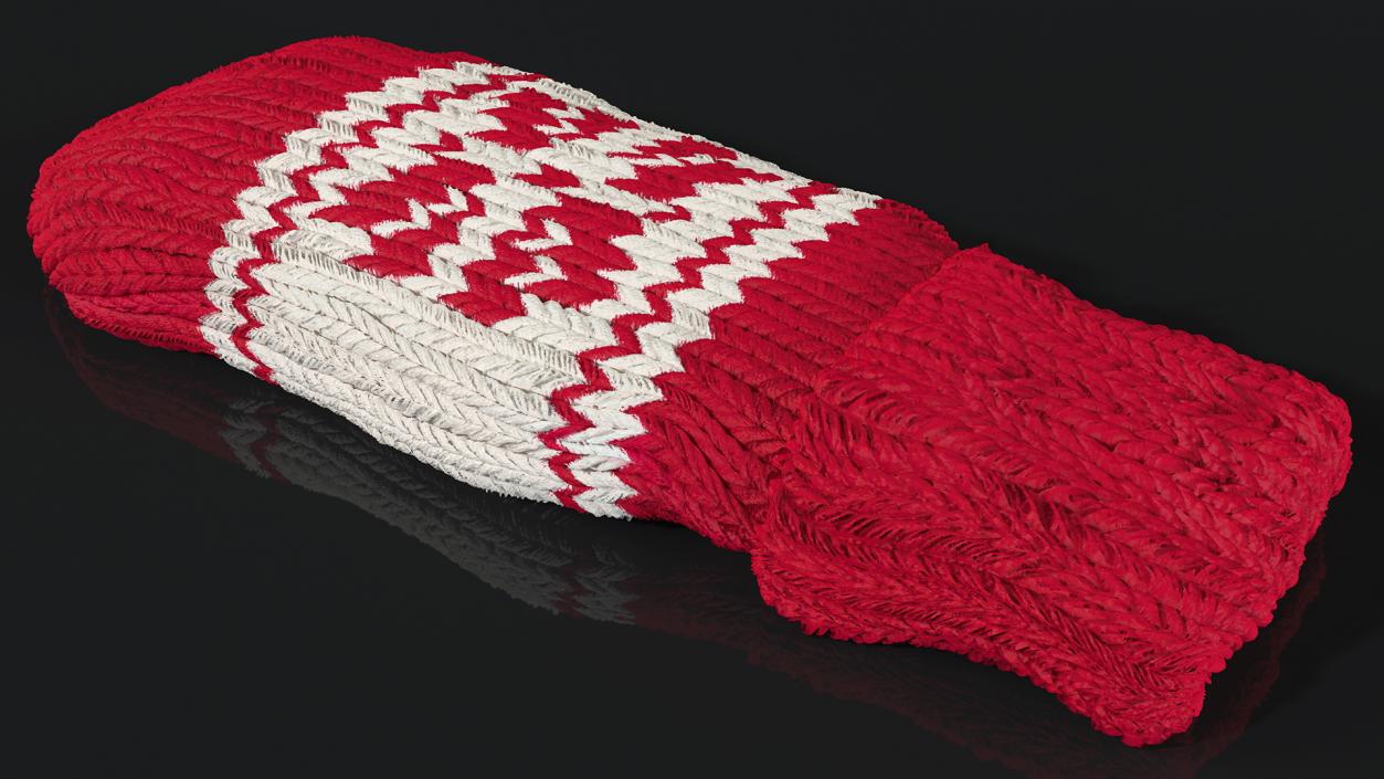 Knitted Red Wool Mittens 3D model