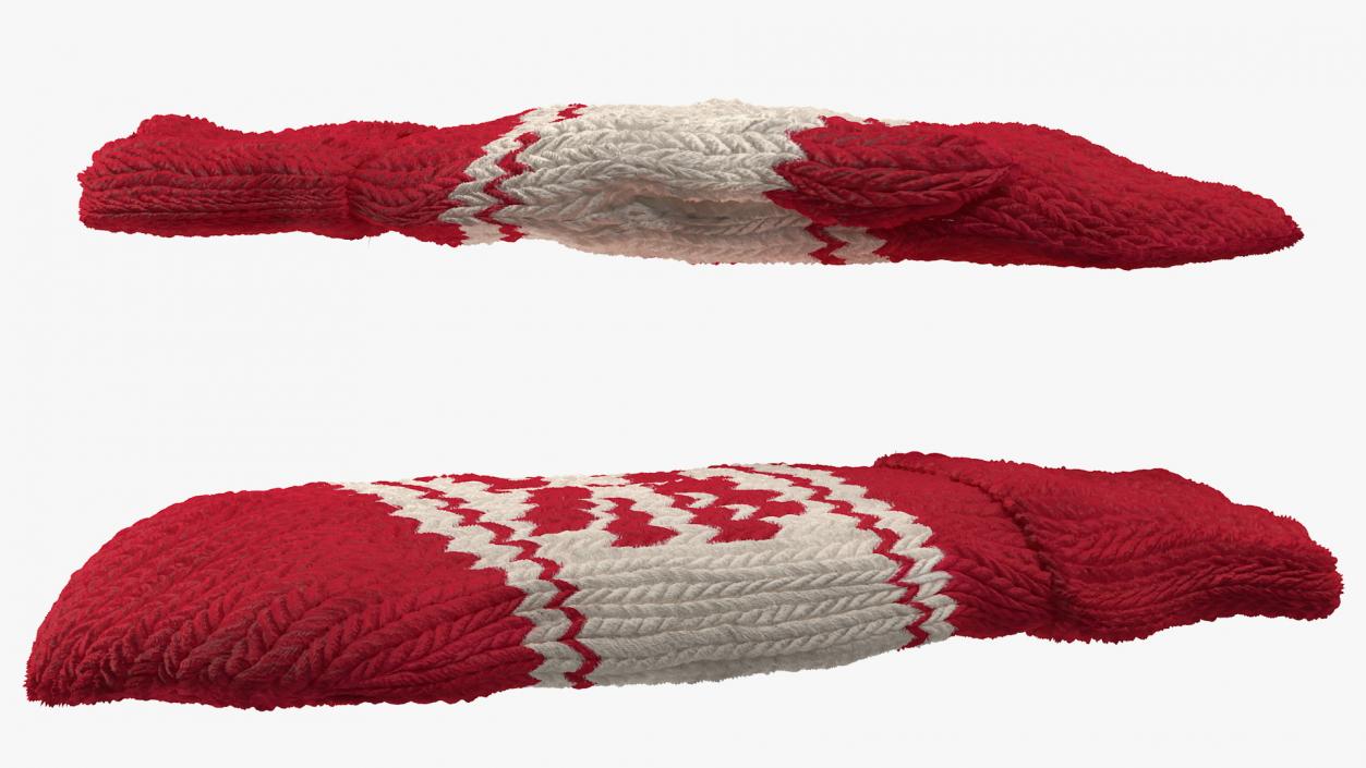 Knitted Red Wool Mittens 3D model