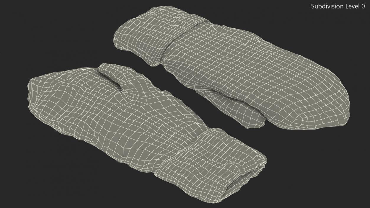 Knitted Red Wool Mittens 3D model