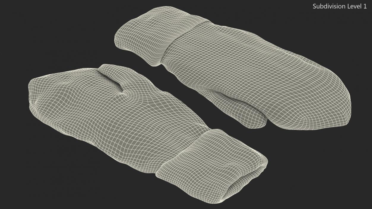 Knitted Red Wool Mittens 3D model