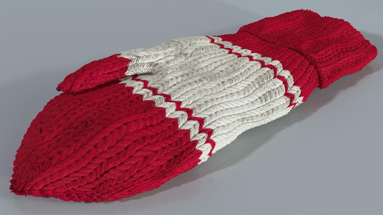 Knitted Red Wool Mittens 3D model