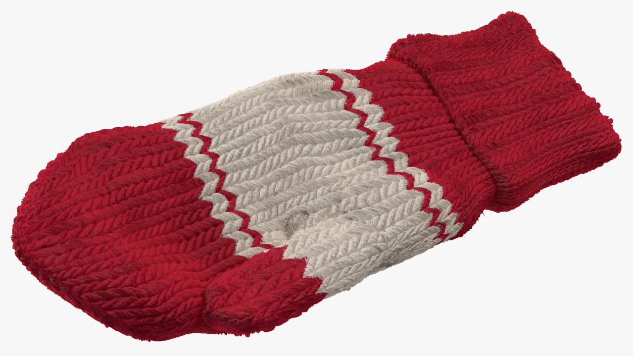 Knitted Red Wool Mittens 3D model