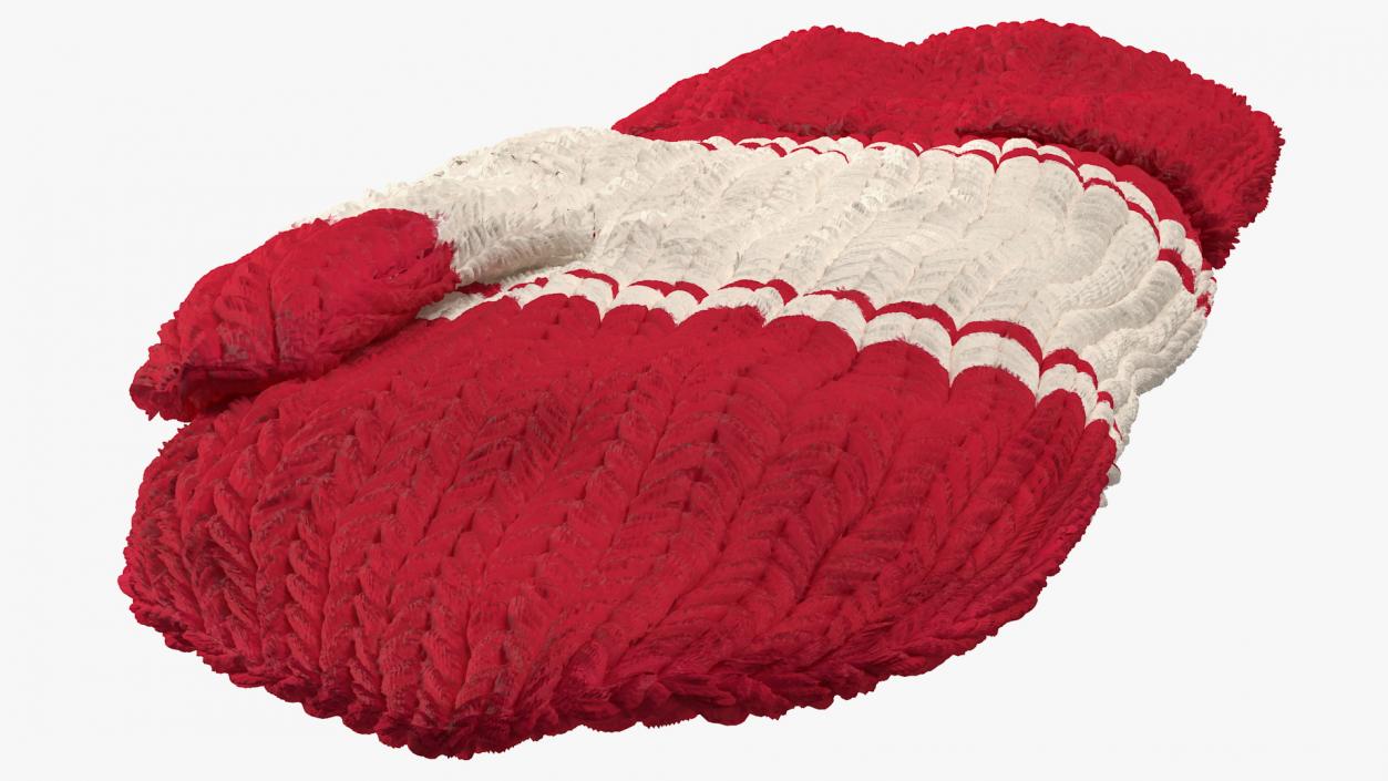 Knitted Red Wool Mittens 3D model