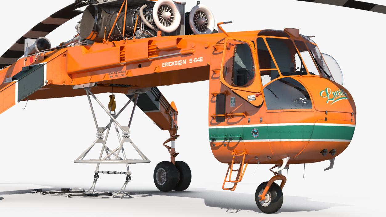 3D Sikorsky S-64 Skycrane Helicopter Cargo Rigged