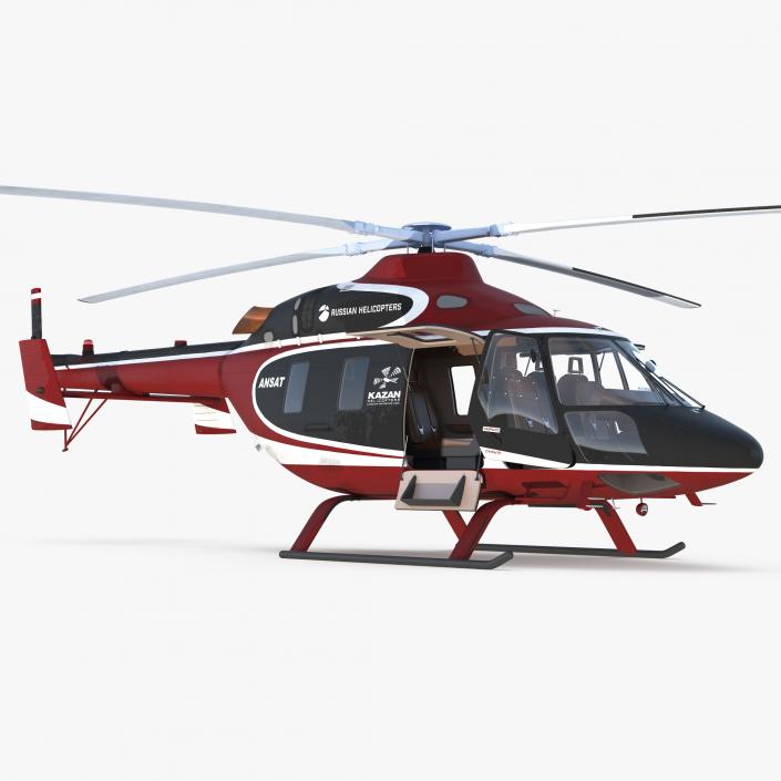 3D Kazan Ansat Russian Light Helicopter Rigged model