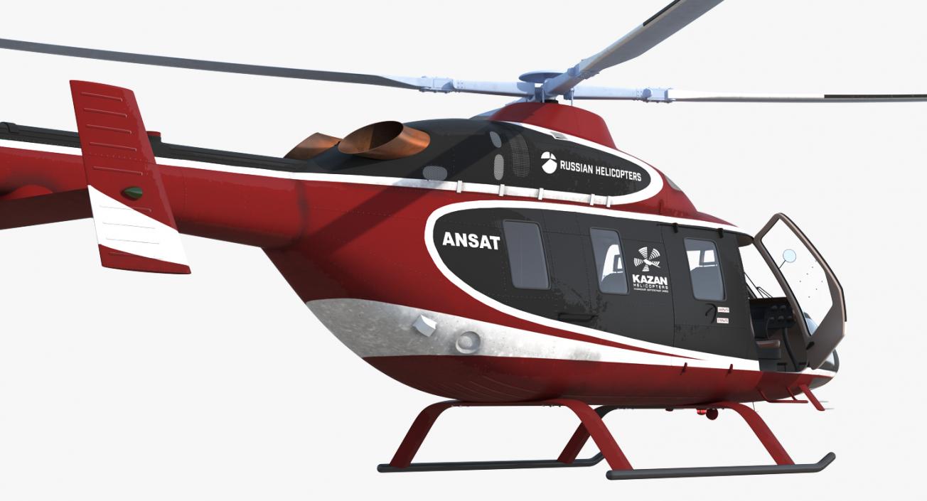 3D Kazan Ansat Russian Light Helicopter Rigged model