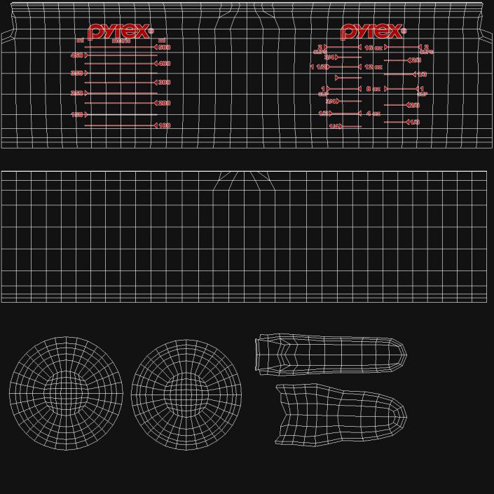 3D model Glass Measuring Cup 500ml