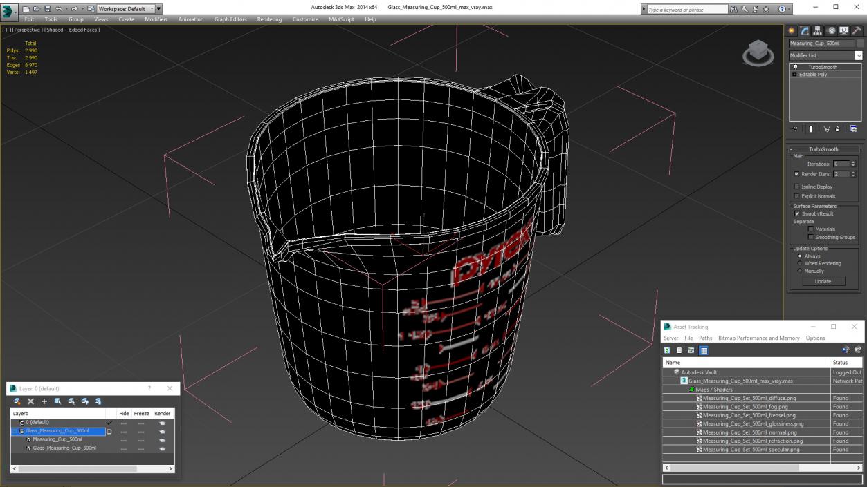 3D model Glass Measuring Cup 500ml