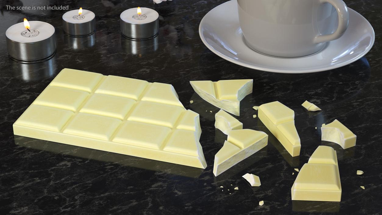 3D Broken White Chocolate Bar