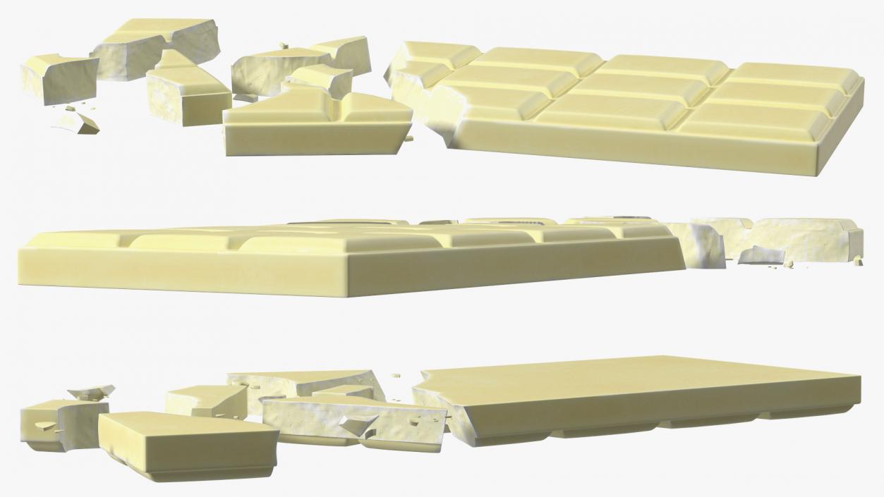 3D Broken White Chocolate Bar