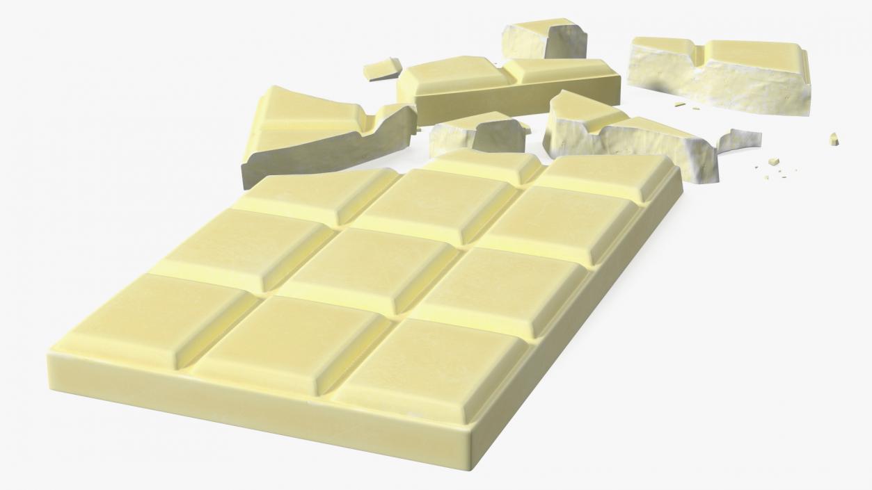 3D Broken White Chocolate Bar