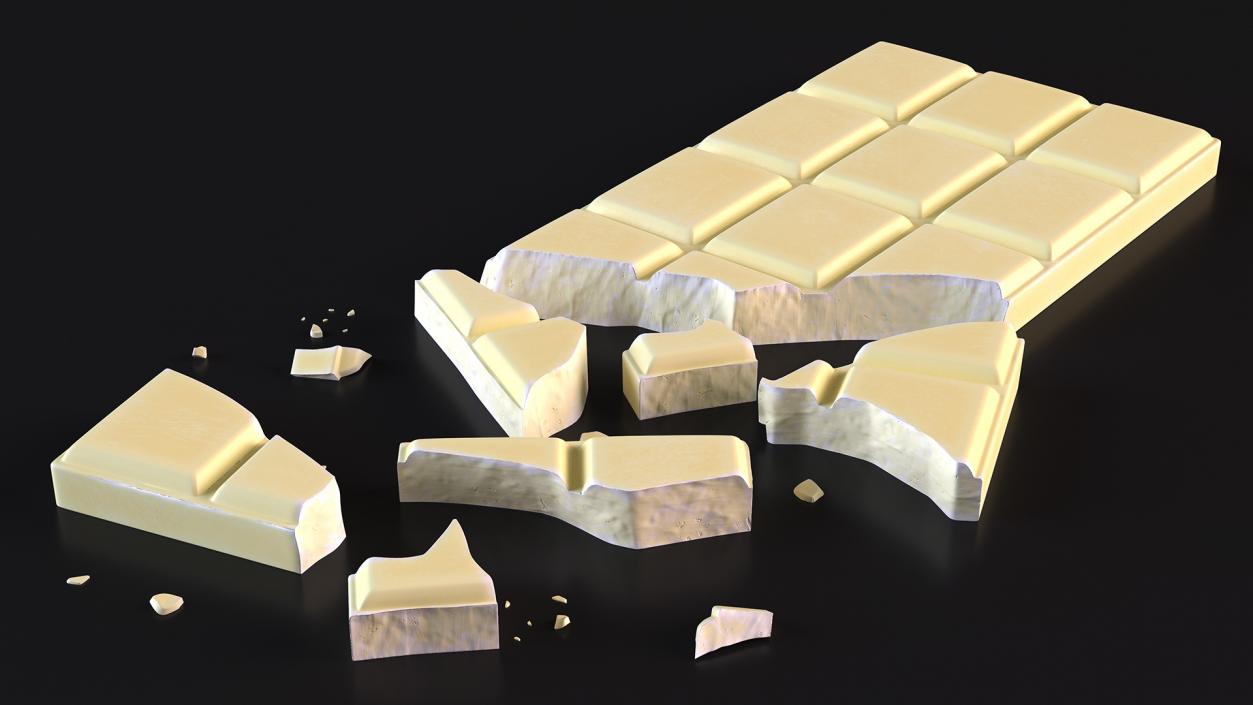 3D Broken White Chocolate Bar