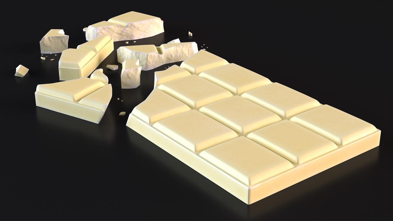 3D Broken White Chocolate Bar