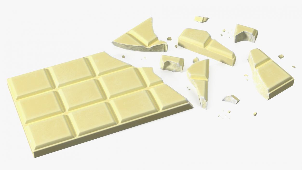 3D Broken White Chocolate Bar