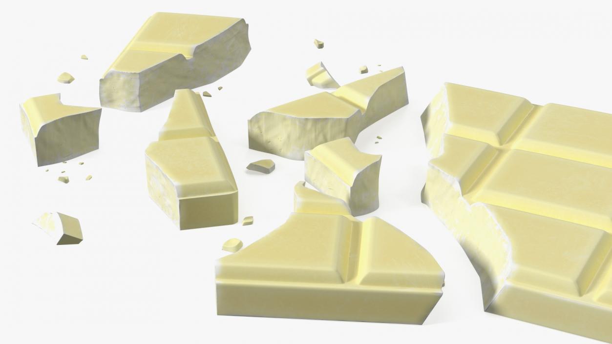 3D Broken White Chocolate Bar