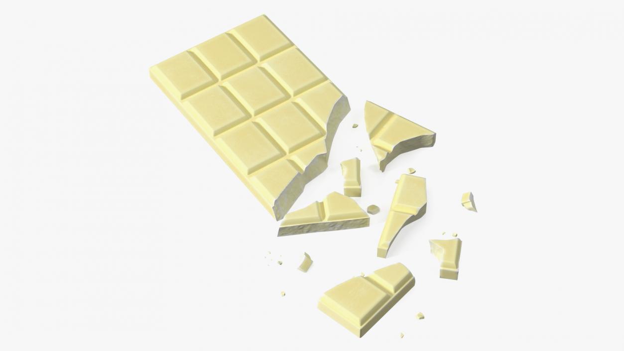 3D Broken White Chocolate Bar