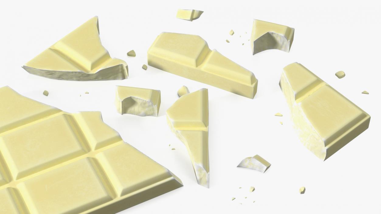 3D Broken White Chocolate Bar