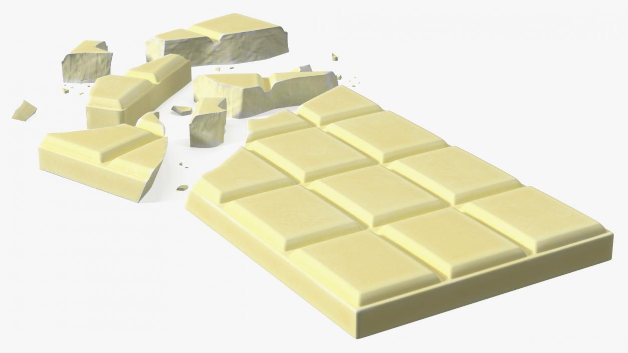 3D Broken White Chocolate Bar