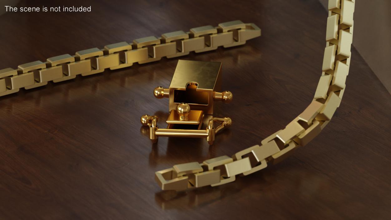 3D Yellow Gold Push Button Box Clasp model