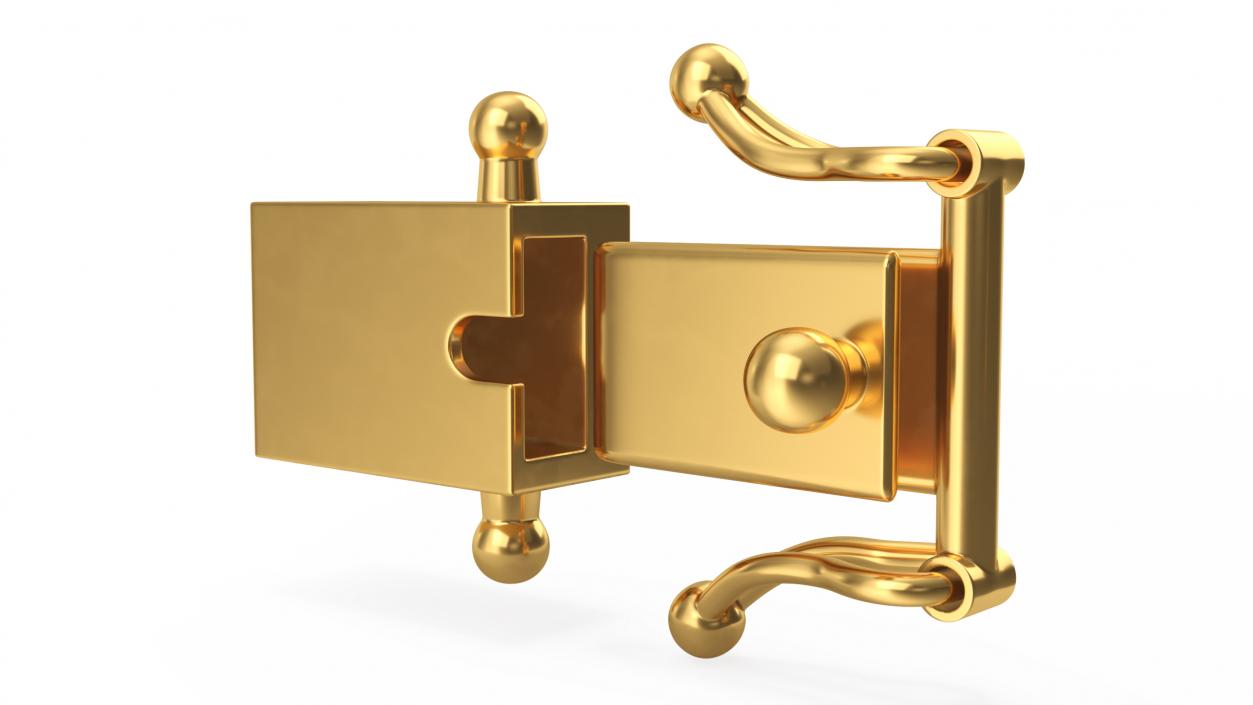 3D Yellow Gold Push Button Box Clasp model