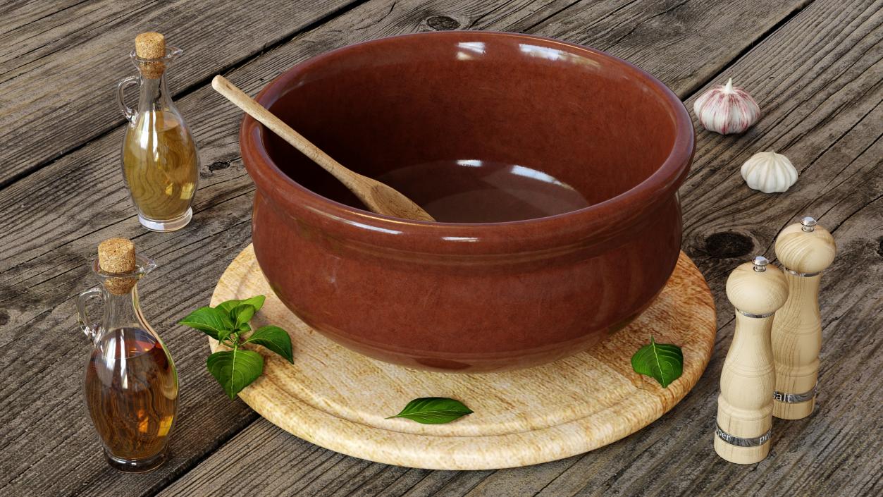 3D Round Brown Bowl